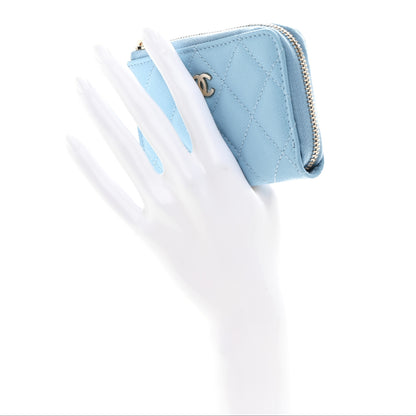 Chanel Caviar Quilted Zipped Key Holder Case Light Blue 2 of 8