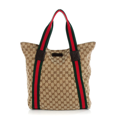 Gucci GG Monogram Medium Web Handle Vertical Tote Dark Brown 1 of 7