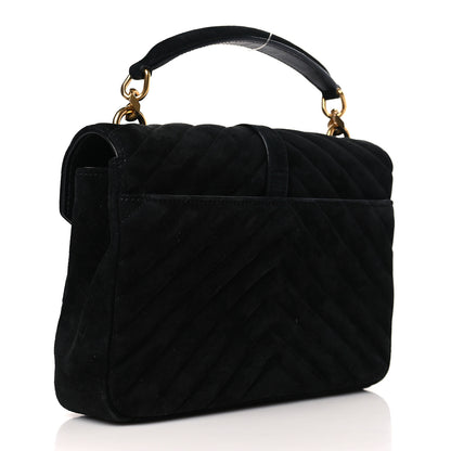 Saint Laurent Suede Matelasse Chevron Monogram Medium College Bag Black 3 of 9