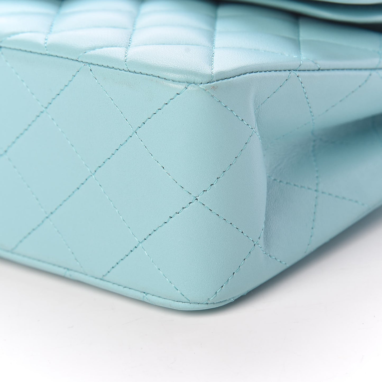 Lambskin Quilted Small Double Flap Light Blue