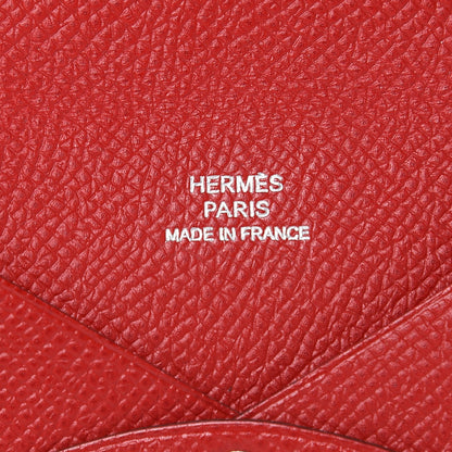 Hermes Epsom Calvi Card Case Rouge Casaque 6 of 7