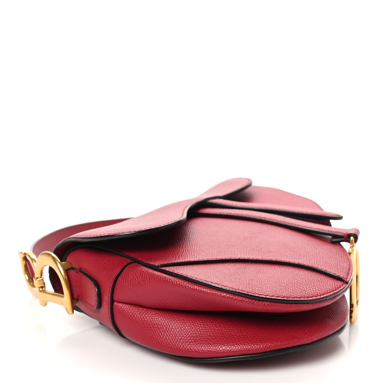 Christian Dior Grained Calfskin Saddle Bag Red 4 of 11