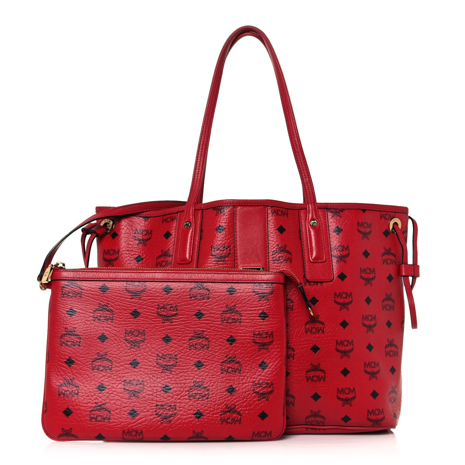 MCM Visetos Medium Liz Reversible Shopper Tote Ruby Red 1 of 19