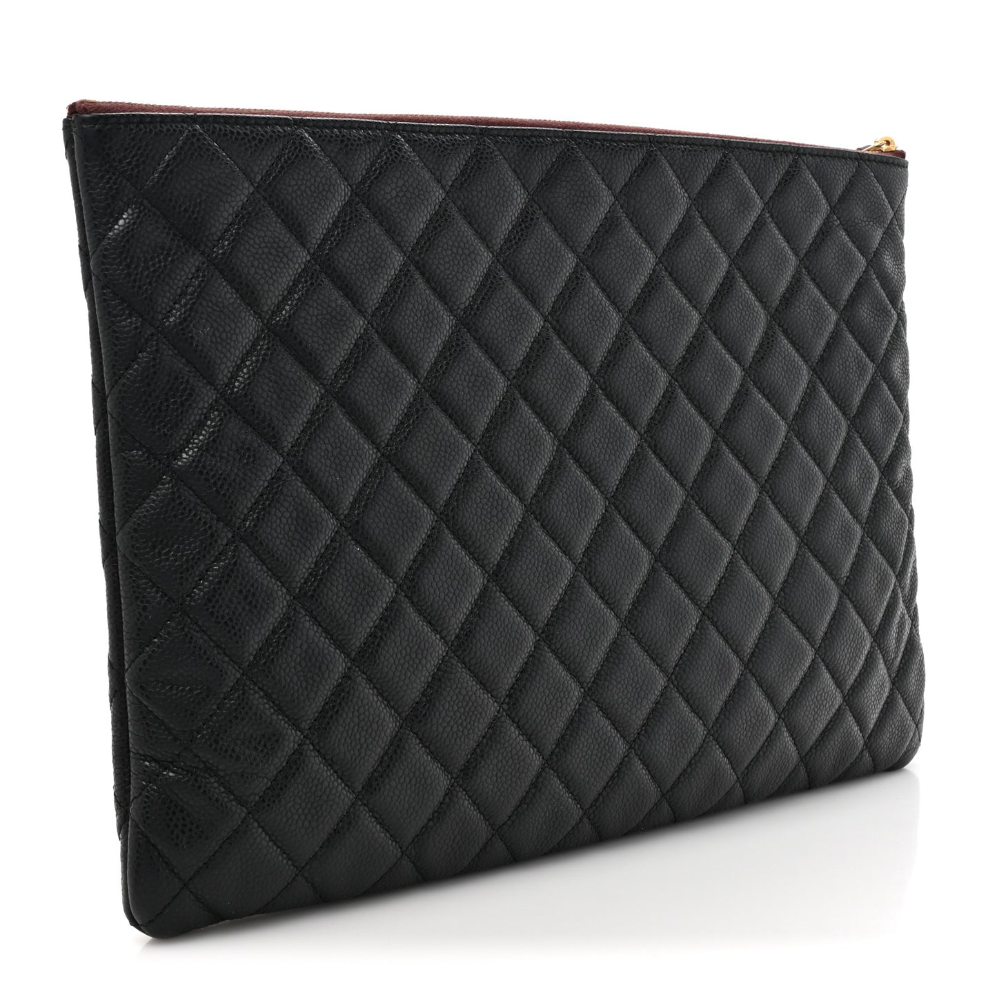 Caviar Quilted Large Cosmetic Case Black