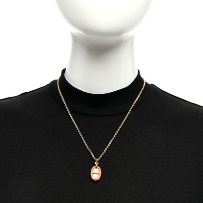 Hermes Metal Enamel Mini Maillon Pendant Necklace Orange Passion 2 of 6