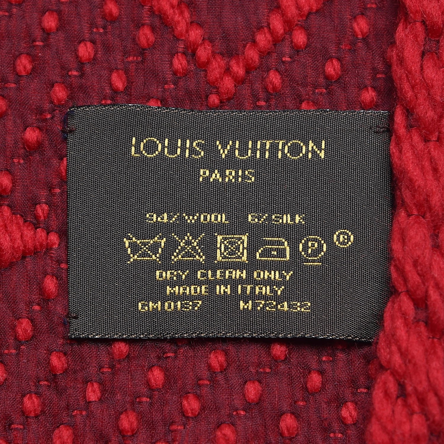 Louis Vuitton Wool Silk Logomania Scarf Rubis 4 of 4
