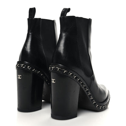 Chanel Calfskin Chain Around Elastic Boots 38 Black 4 of 9