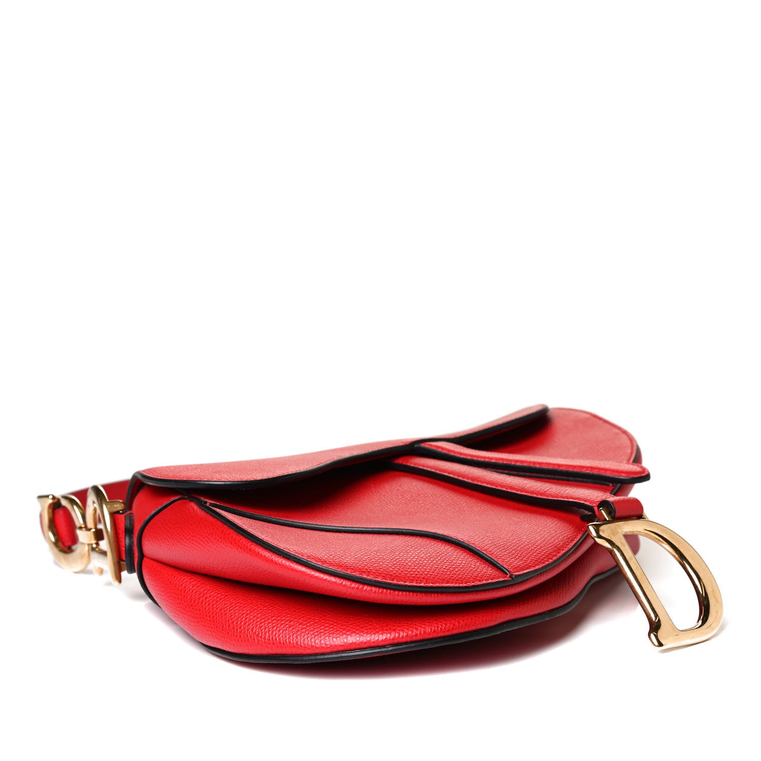Christian Dior Grained Calfskin Saddle Bag Red 6 of 23