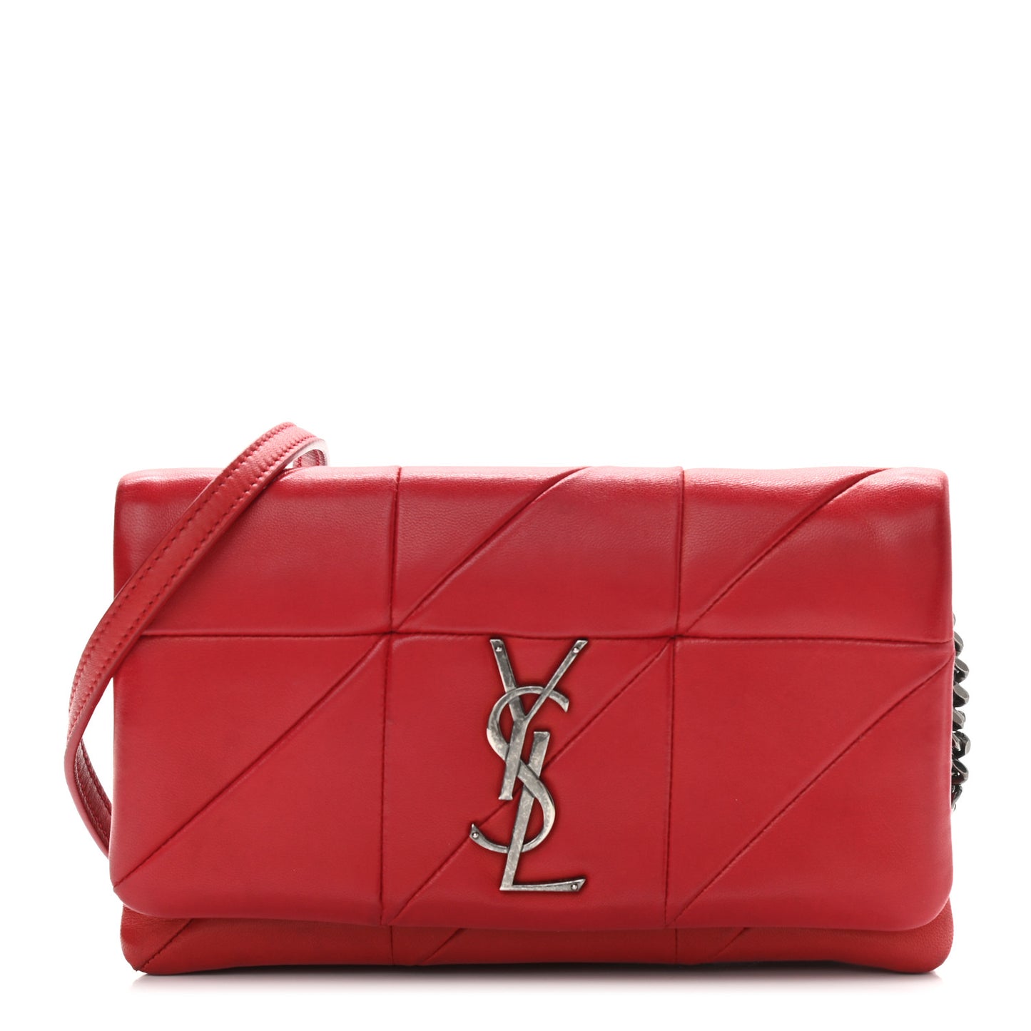 Lambskin Patchwork Monogram Jamie Chain Wallet Red