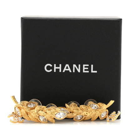 Chanel Crystal Sparkling Wheat CC Clip On Earrings Gold 5 of 5