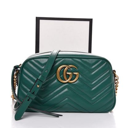 Gucci Calfskin Matelasse Small GG Marmont Chain Shoulder Bag Emerald Green 8 of 8