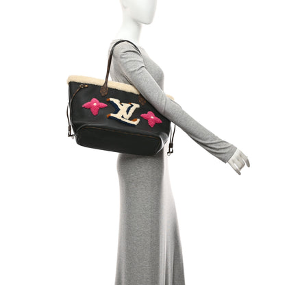 Louis Vuitton Calfskin Monogram Teddy Neverfull MM Black 2 of 10