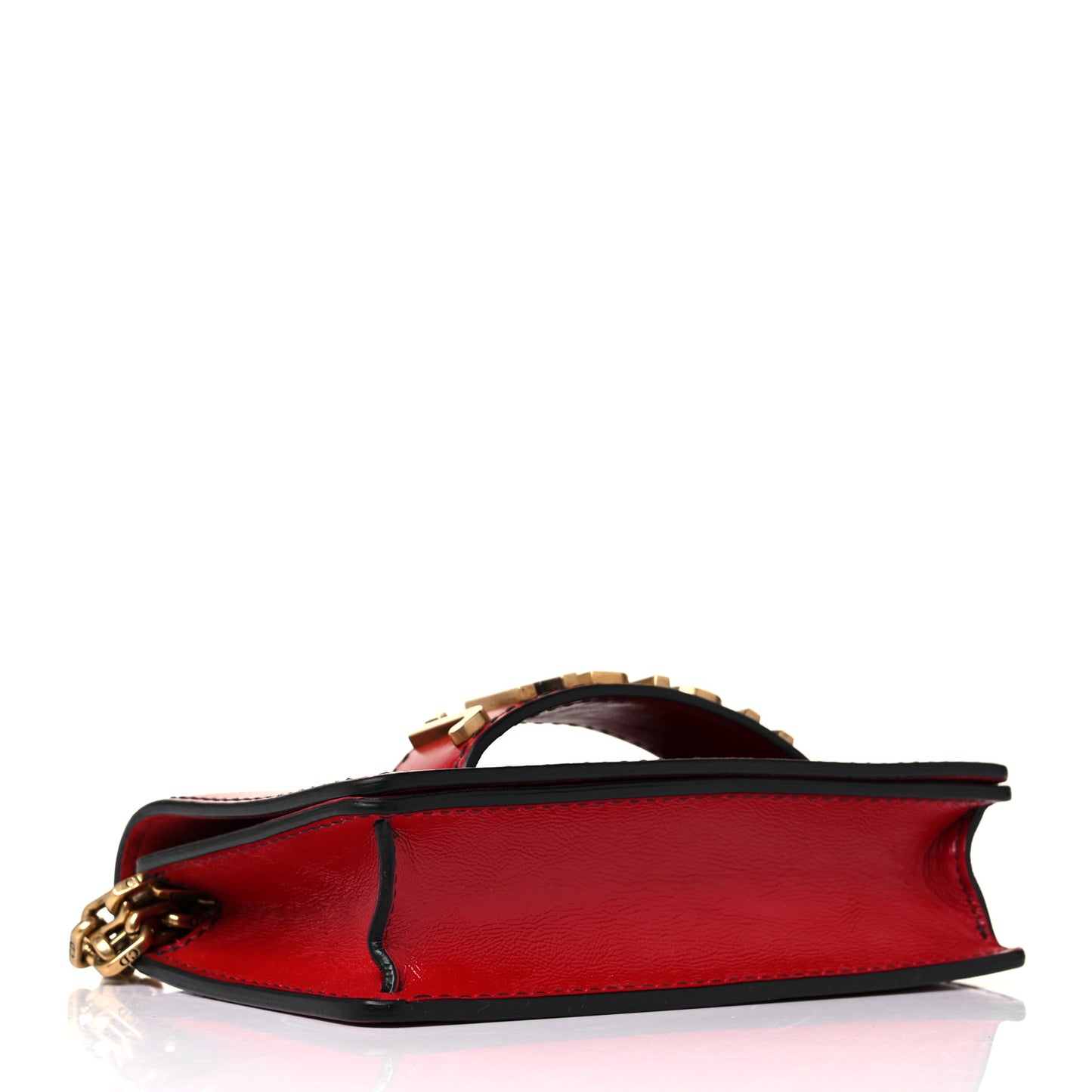 Calfskin Mini J'Adior Chain Flap Bag Spicy Red