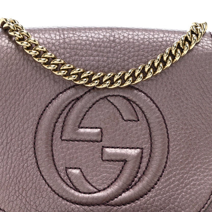 Gucci Metallic Pebbled Calfskin Small Soho Flap Crossbody Purple 8 of 13