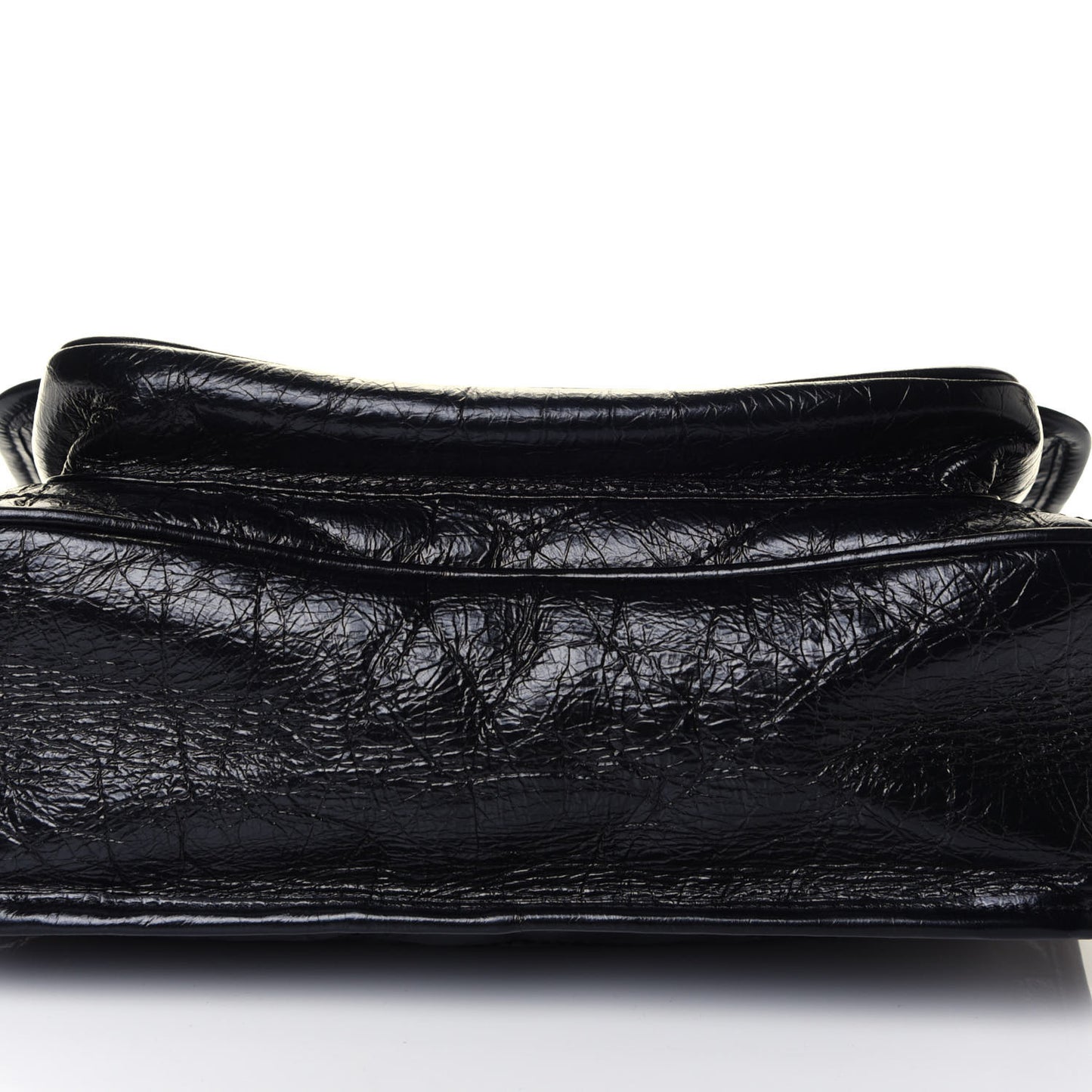 Crinkled Calfskin Matelasse Monogram Medium Niki Chain Satchel Black