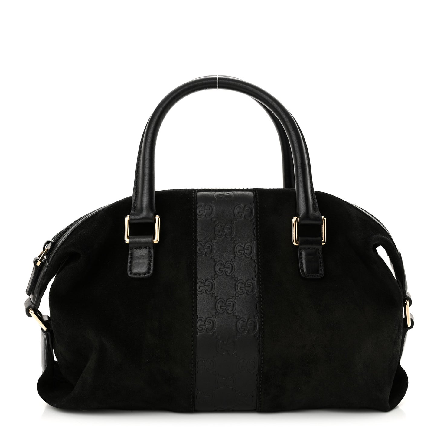 Suede Guccissima Small Boston Black