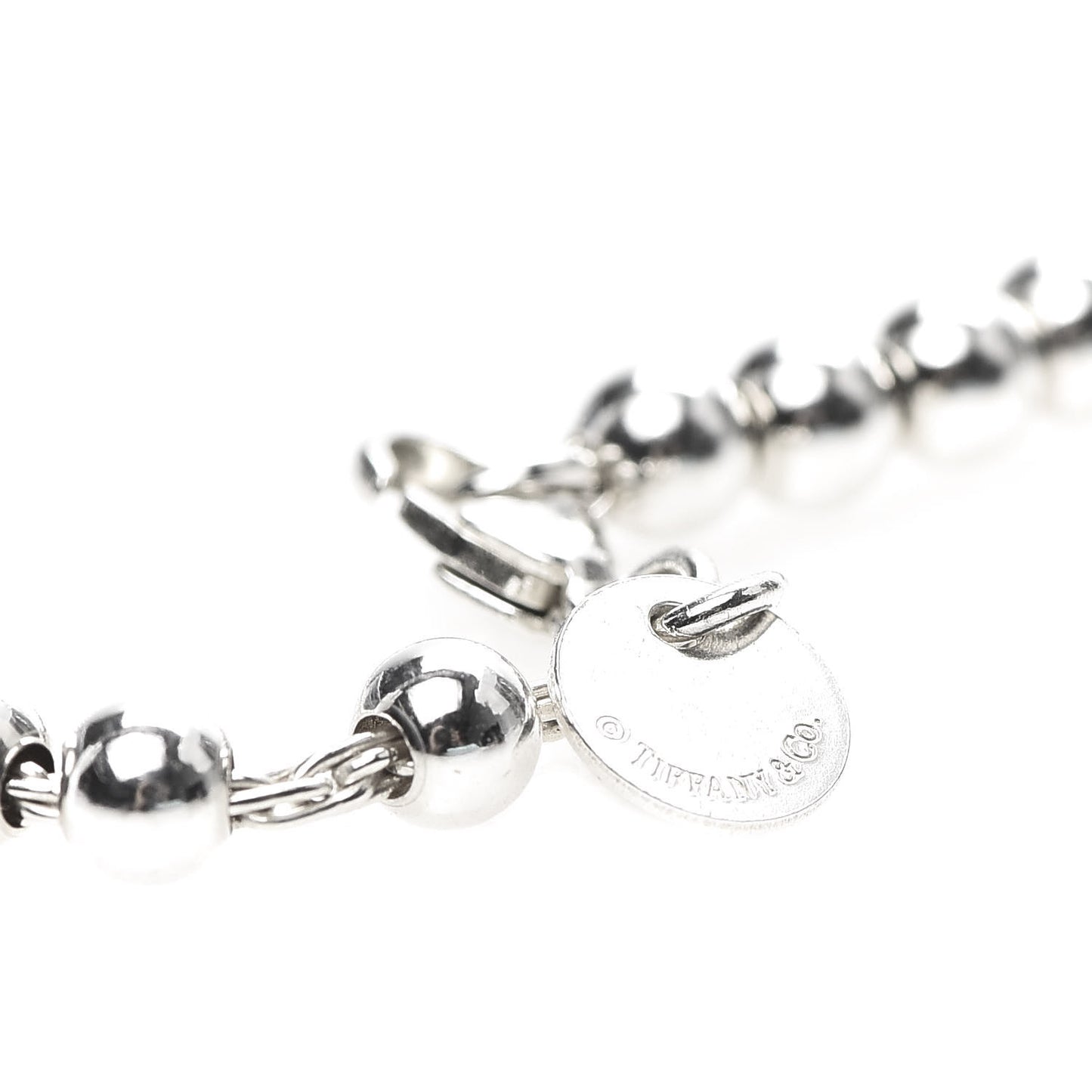 Sterling Silver 4mm Mom Heart Tag Bead Bracelet