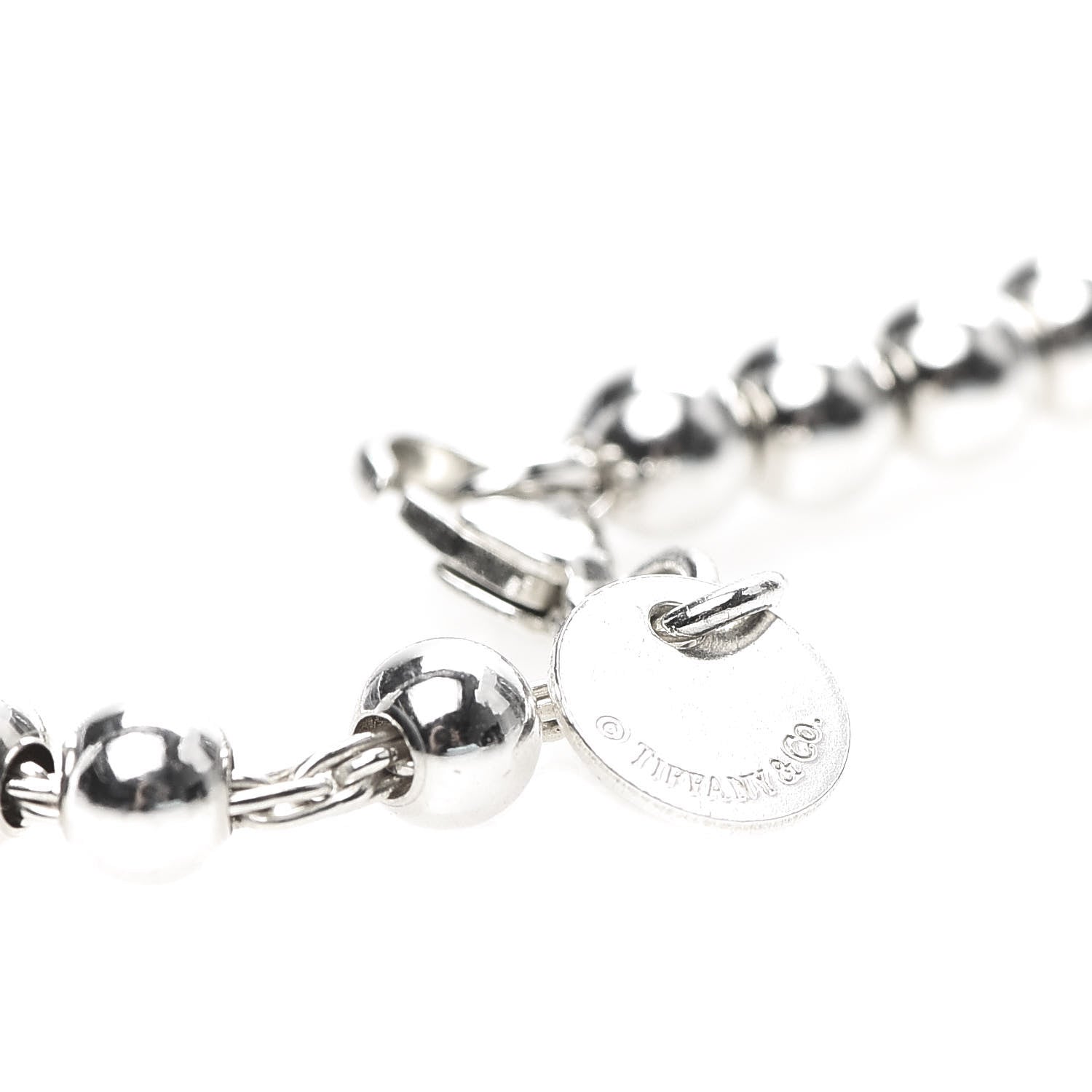 Tiffany Sterling Silver 4mm Mom Heart Tag Bead Bracelet 6 of 7