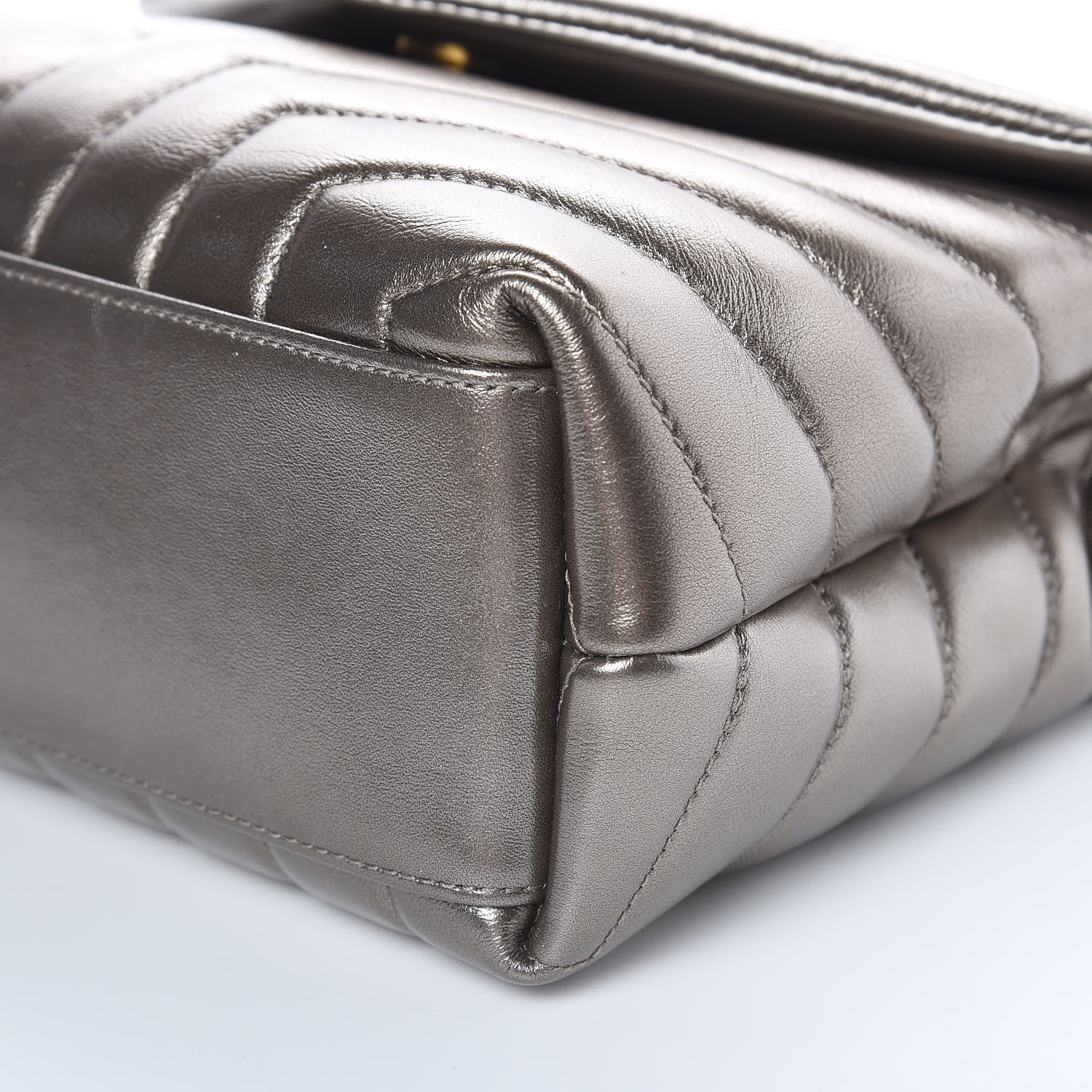Saint Laurent Metallic Calfskin Y Quilted Monogram Small Loulou Chain Satchel Brown Metallic 9 of 9