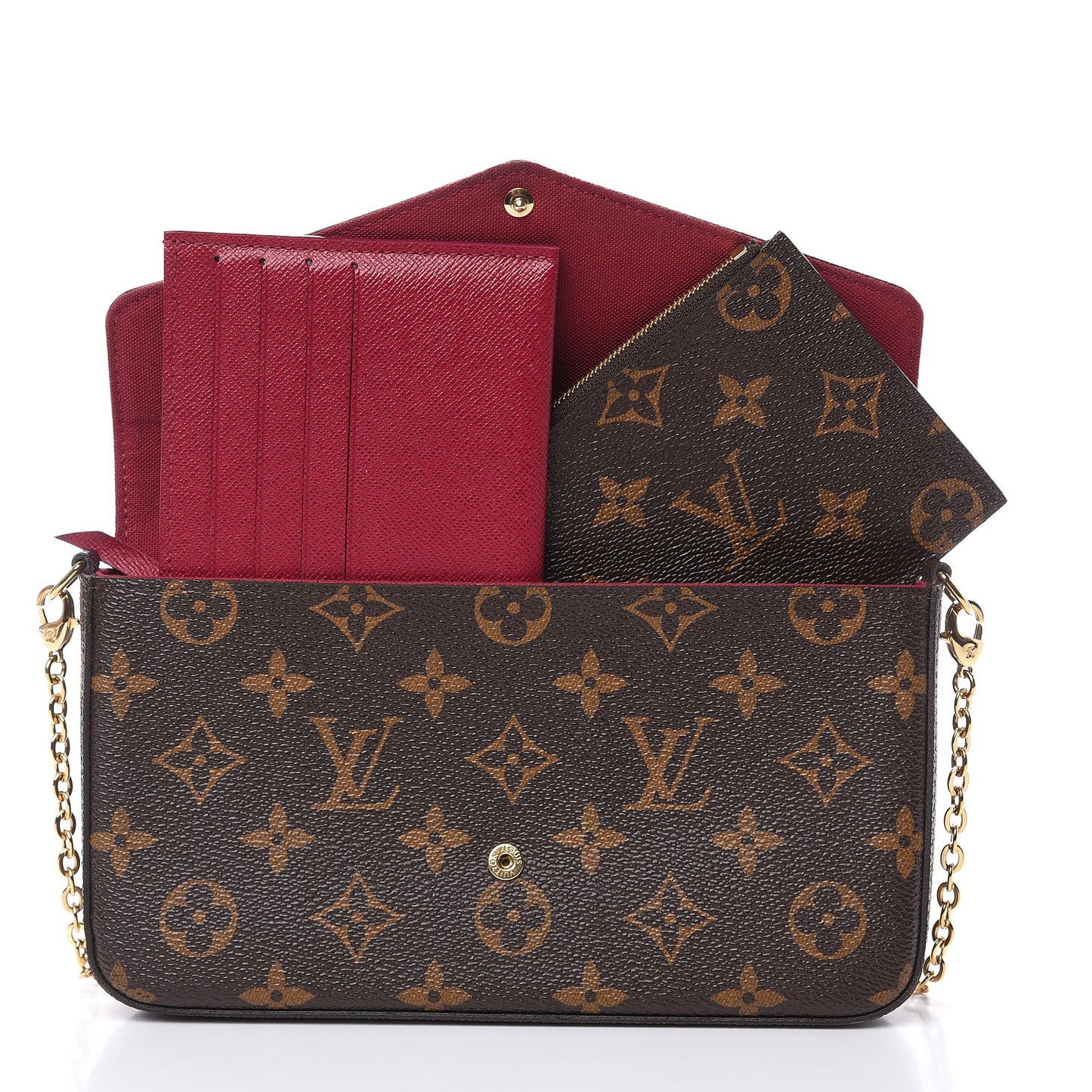 Monogram Pochette Felicie Chain Wallet Fuchsia