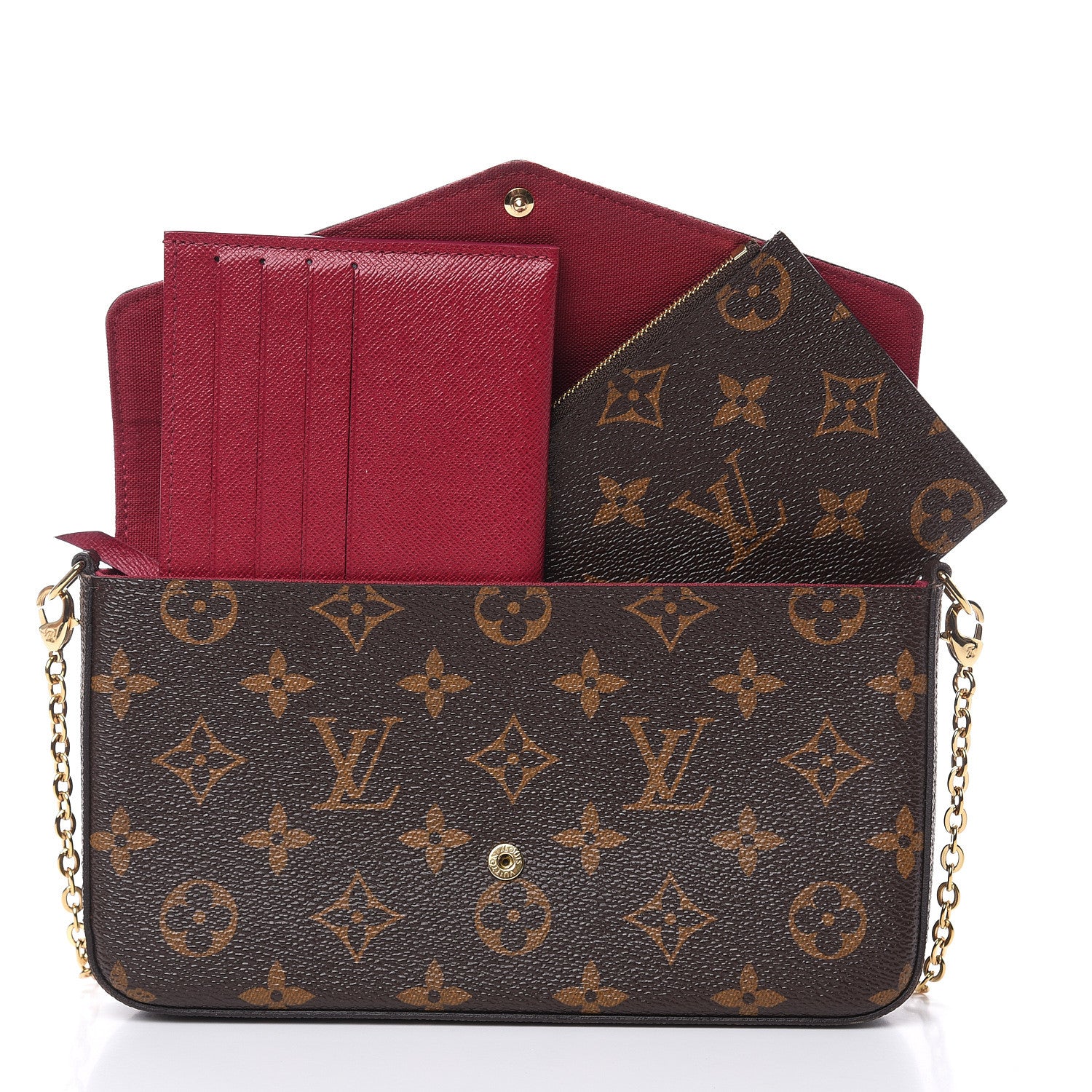 Louis Vuitton Monogram Pochette Felicie Chain Wallet Fuchsia 15 of 15