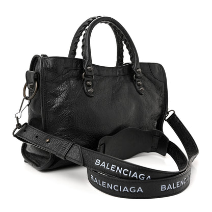 Balenciaga Agneau Classic Hardware S City Logo Strap Black White 3 of 11