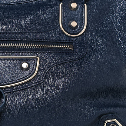 Balenciaga Chevre Silver Metallic Edge Hardware City Bleu Nuit Dark Sea 8 of 12