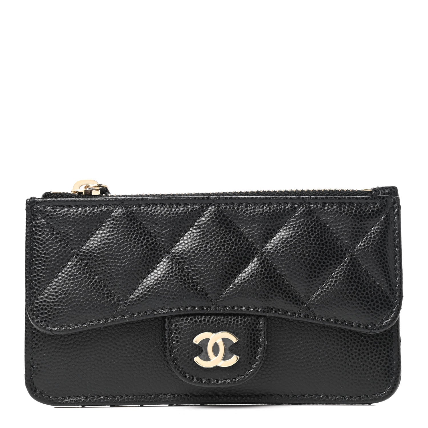 Chanel Caviar Quilted Flap Zip Card Holder Black 1 of 7