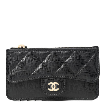 Chanel Caviar Quilted Flap Zip Card Holder Black 1 of 7