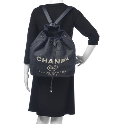 Chanel Canvas Large Deauville Backpack Denim Blue 2 of 10