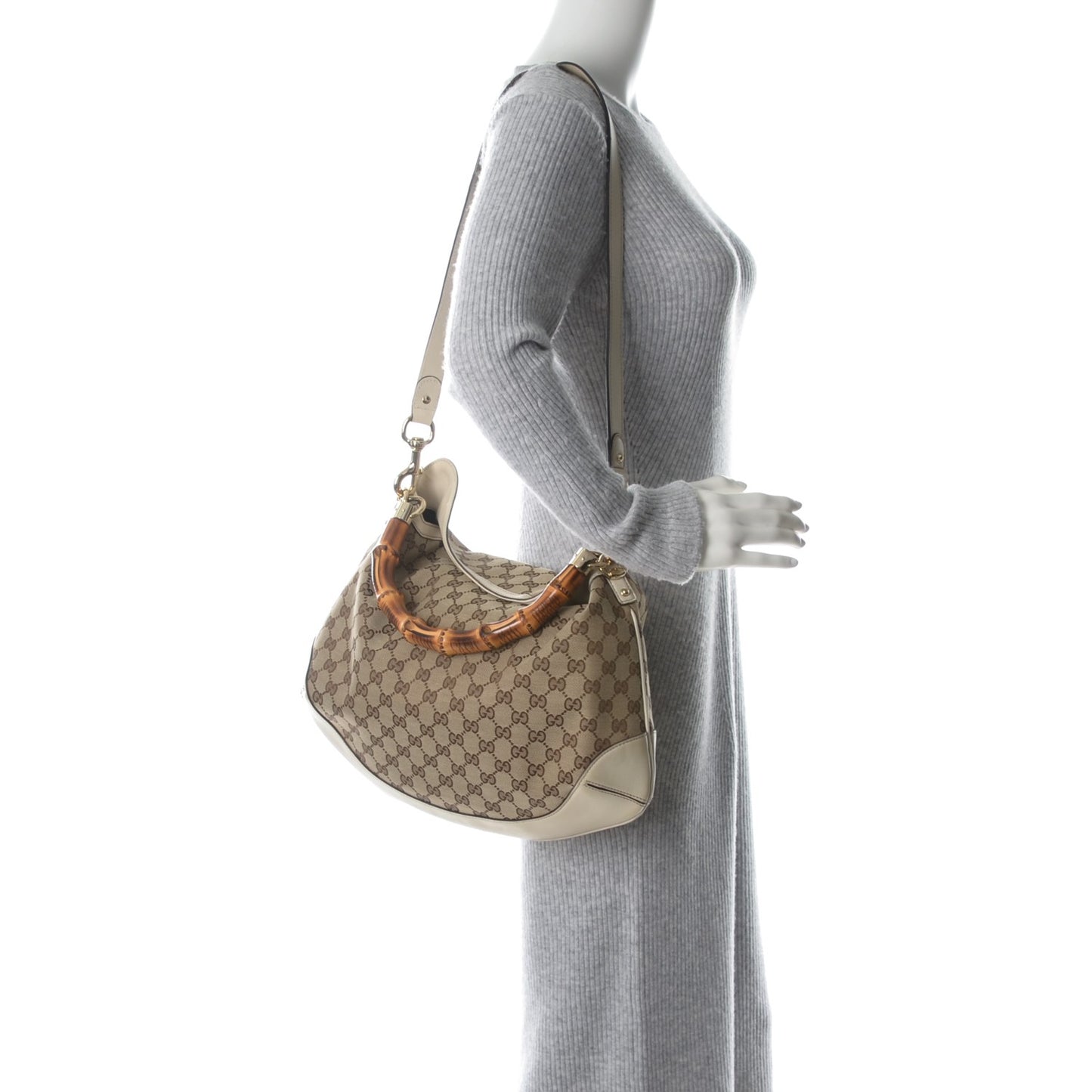 Monogram Medium Peggy Bamboo Top Handle Bag Off White