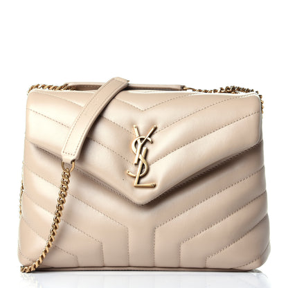 Saint Laurent Calfskin Y Quilted Monogram Small Loulou Chain Satchel Dark Beige 1 of 8