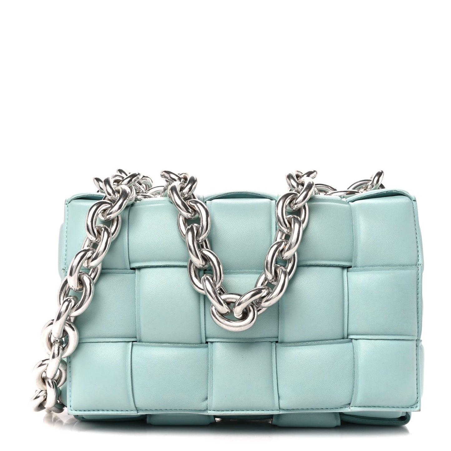 Lambskin Maxi Intreccio Padded Chain Cassette Crossbody Bag Spearmint