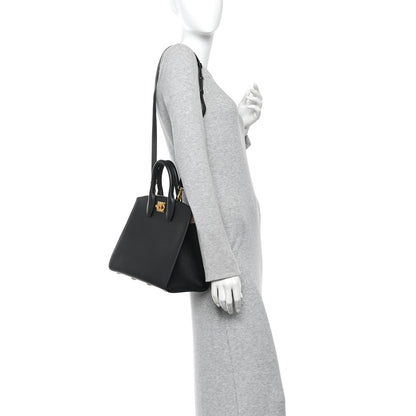 Salvatore Ferragamo Hammered Calfskin Medium The Studio Box Bag Black 2 of 9
