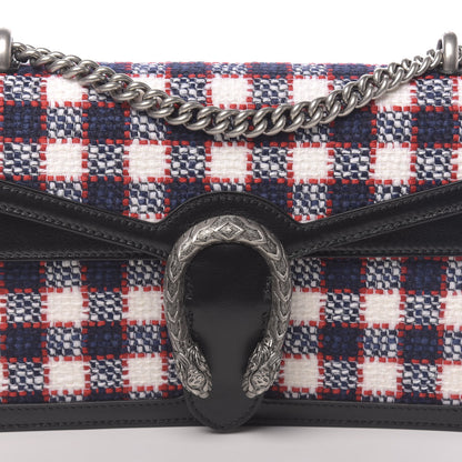 Gucci Vintage Tweed Check Small Dionysus Shoulder Bag White Hibiscus Red Marine 10 of 10