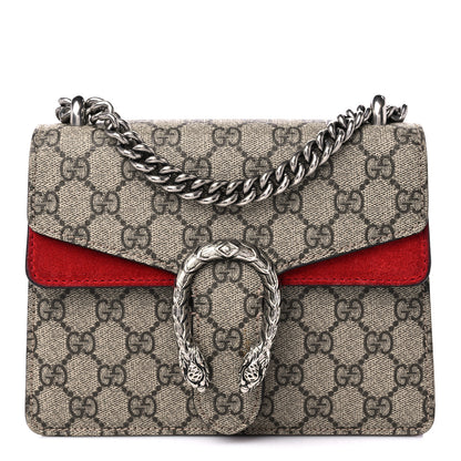Gucci GG Supreme Monogram Suede Mini Dionysus Shoulder Bag Beige Ebony Vulcanic Red 1 of 13