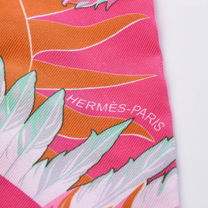 Hermes Silk Cheval Phoenix Twilly Fuchsia Vert Rose 5 of 5