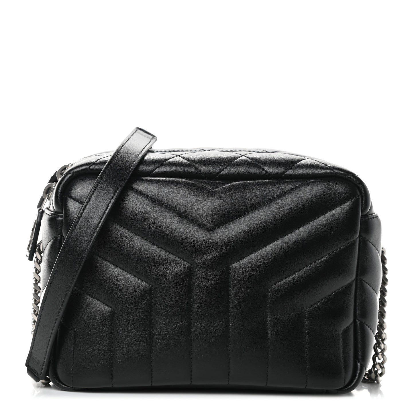 Calfskin Y Quilted Monogram Small Loulou Bowling Bag Black
