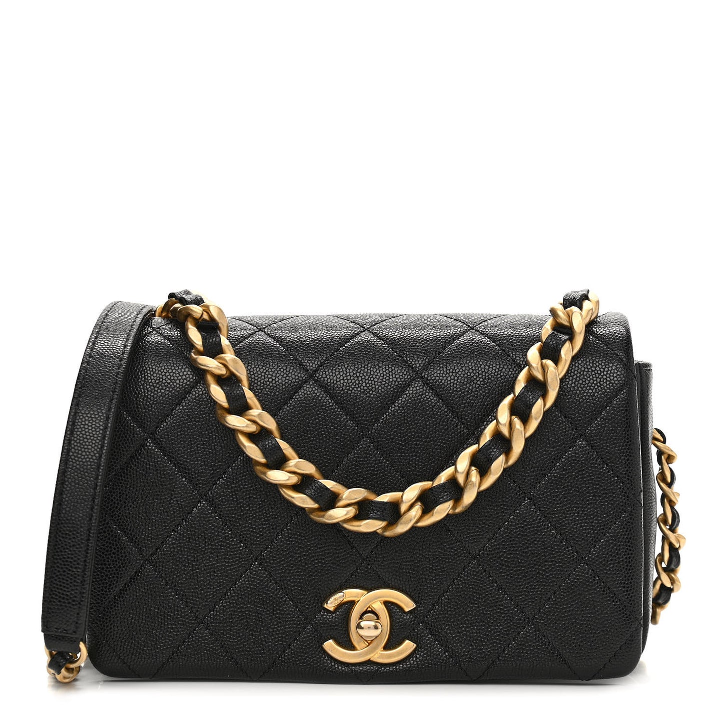 Caviar Quilted Small Fashion Therapy Flap Bag Black