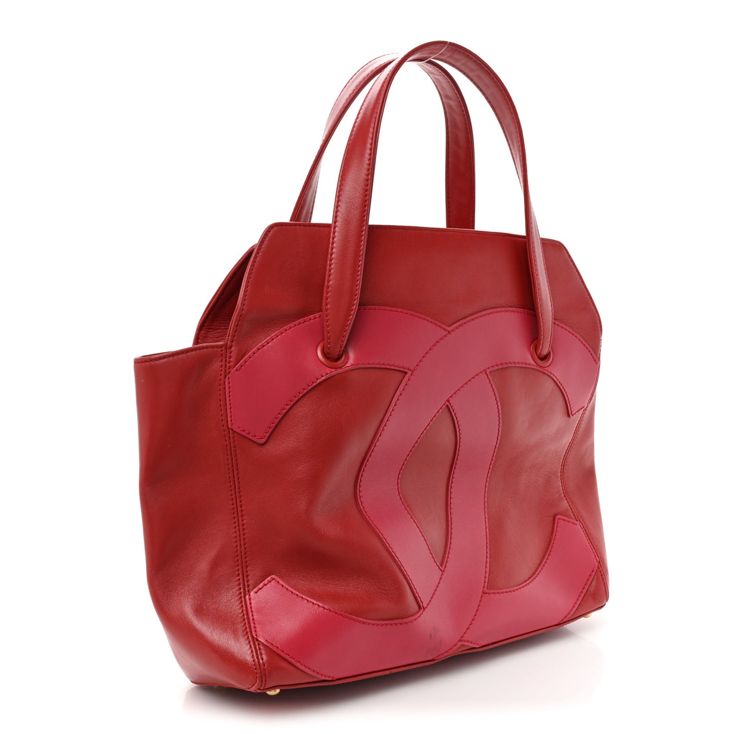 Calfskin CC Stitched Tote Red