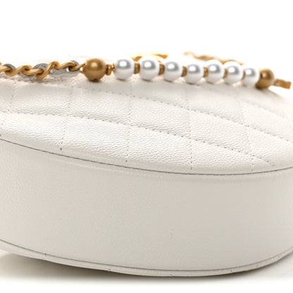 Chanel Caviar Quilted Pearl Chain Pouch Hobo White 9 of 10