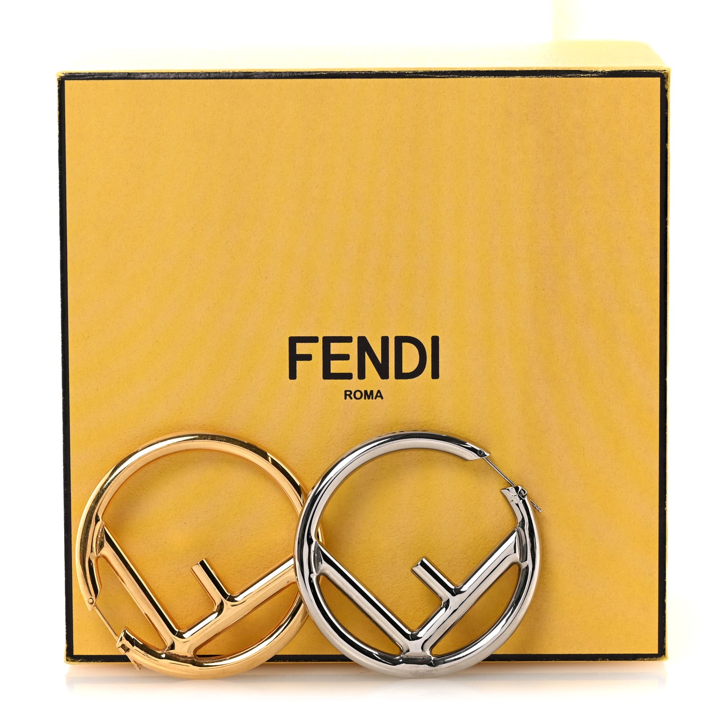 Metal FF Hoop Earrings Gold Silver
