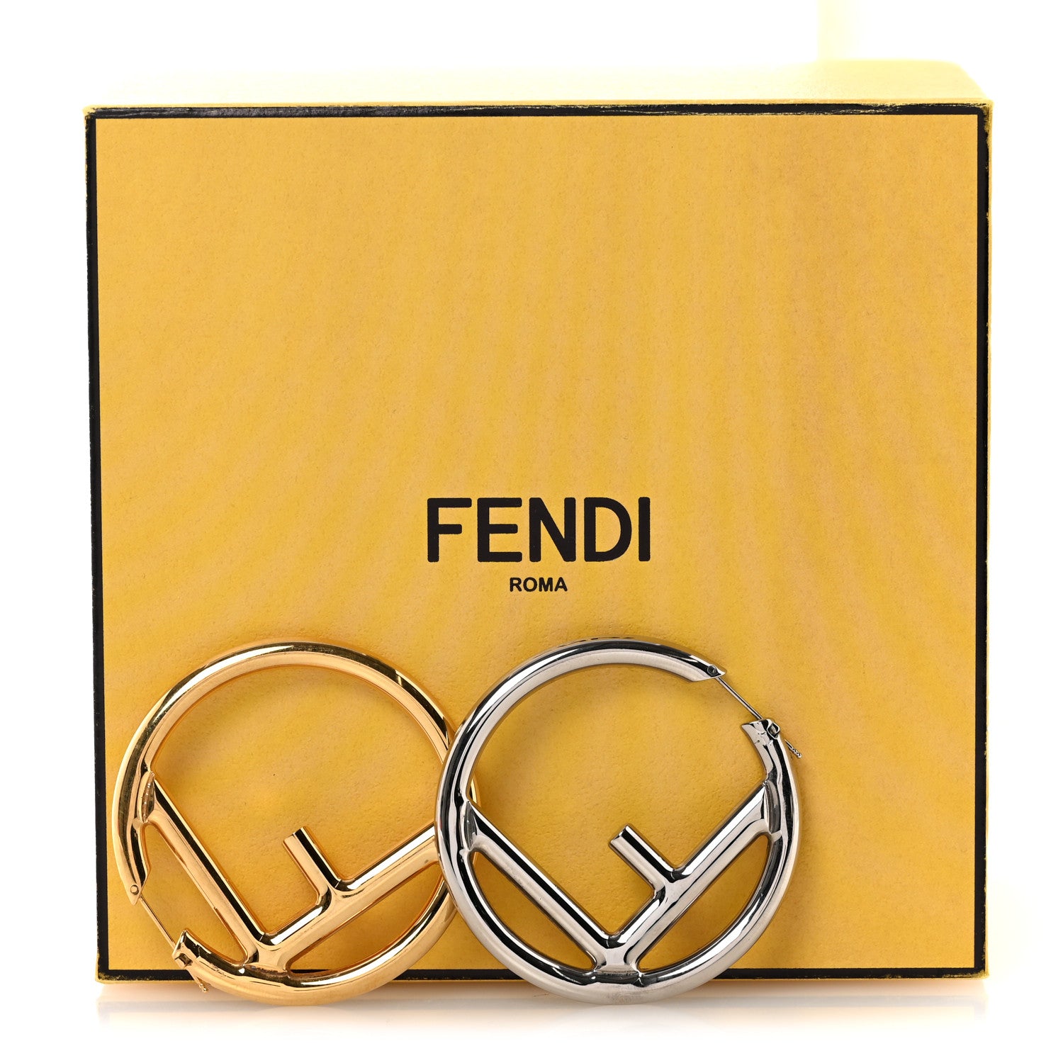 Fendi Metal FF Hoop Earrings Gold Silver 11 of 12
