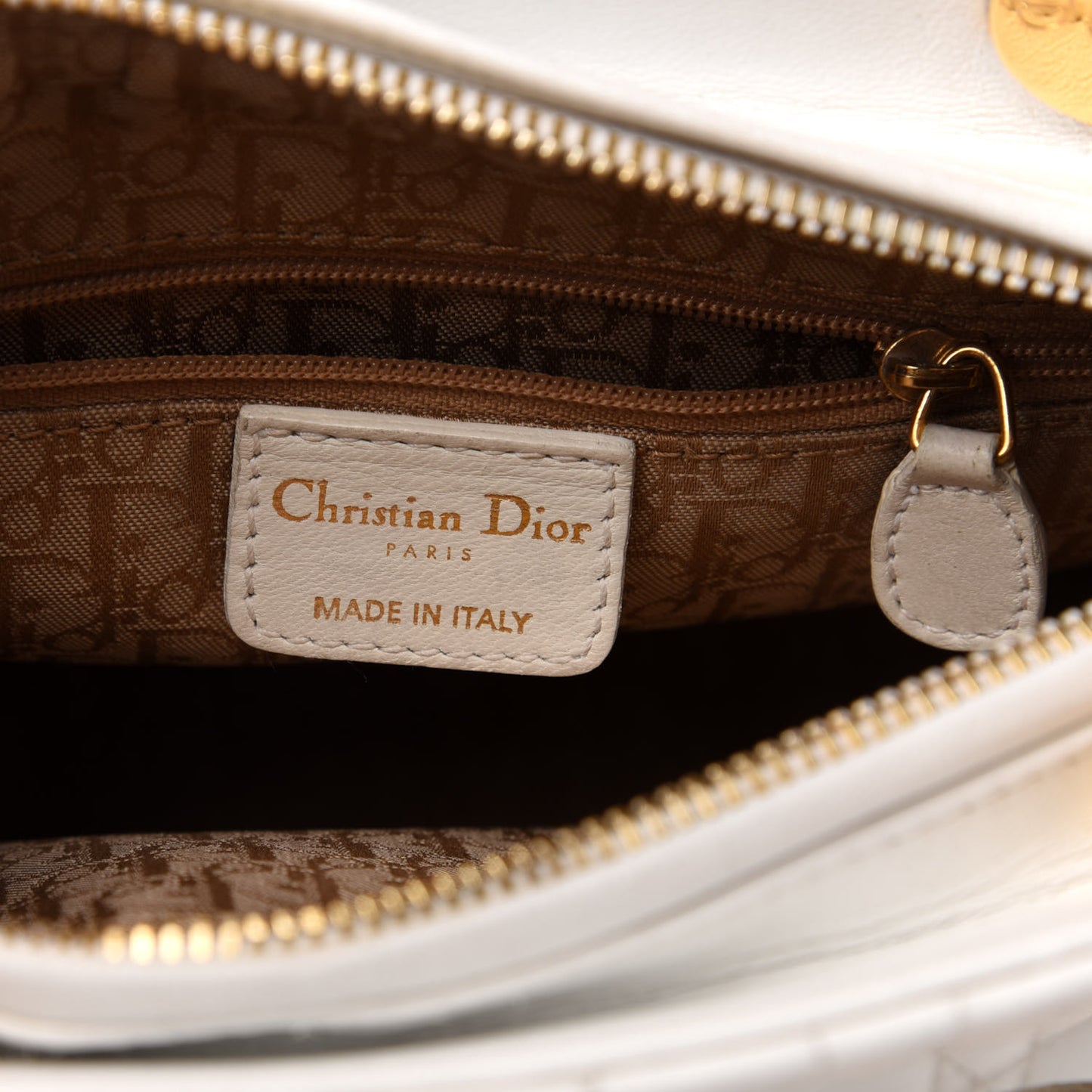 Lambskin Cannage Medium Lady Dior White