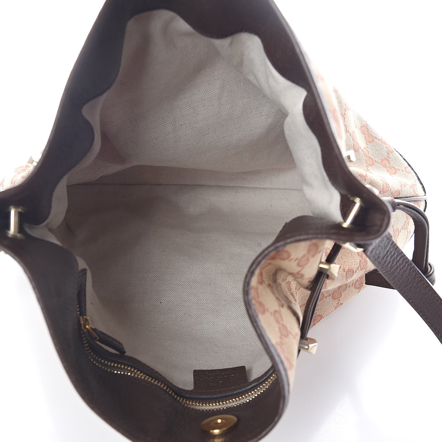 Gucci Monogram Textured Dollar Calfskin Horsebit 1955 Cinch Top Messenger Bag Beige Ebony Cocoa 5 of 9