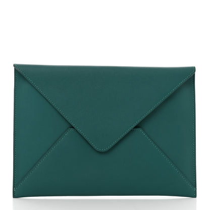 Hermes Evercolor Envelope Trio Wallet Malachite Lime Bleu Zephyr 3 of 12