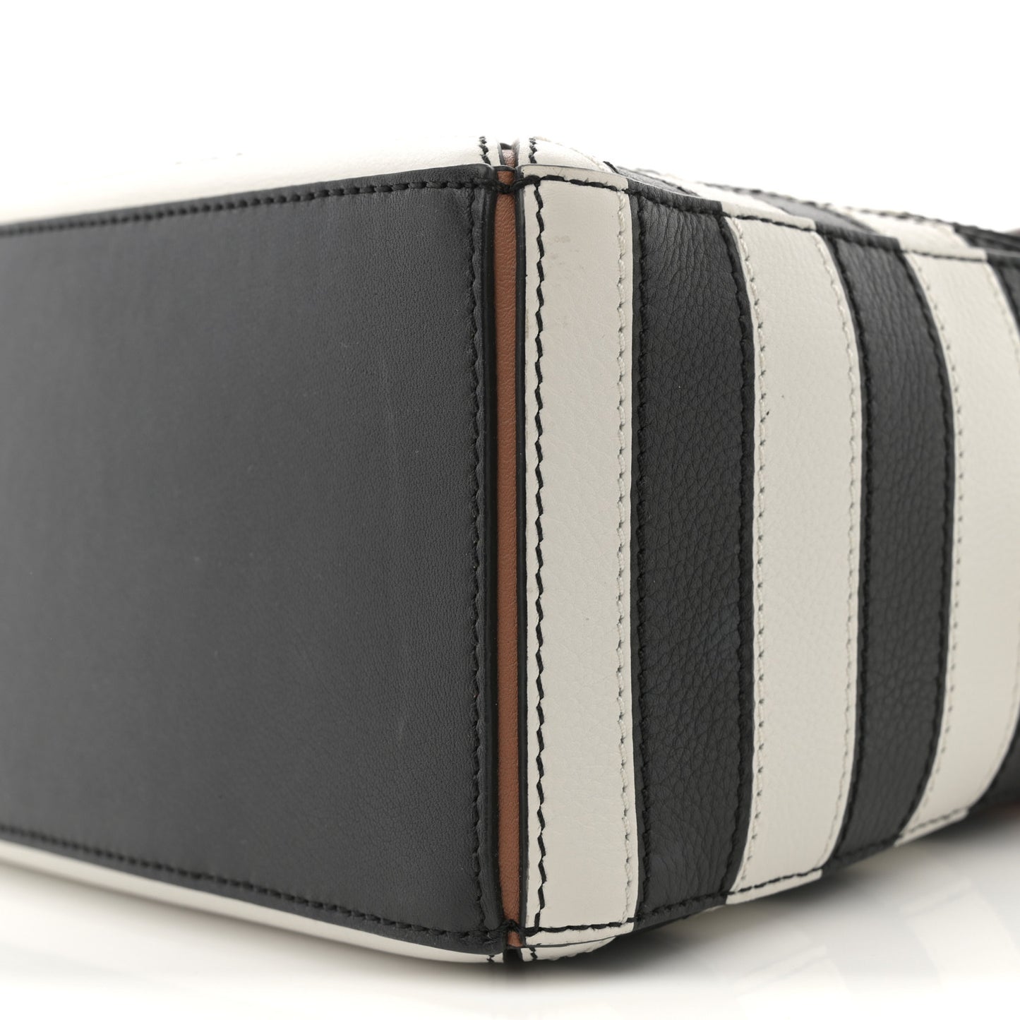 Calfskin Marine Stripe Small Puzzle Bag Tan Black White