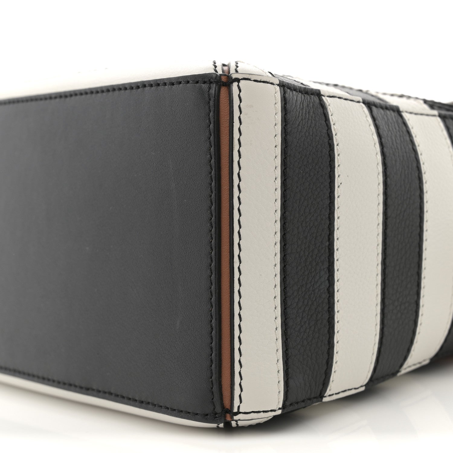 Loewe Calfskin Marine Stripe Small Puzzle Bag Tan Black White 10 of 10