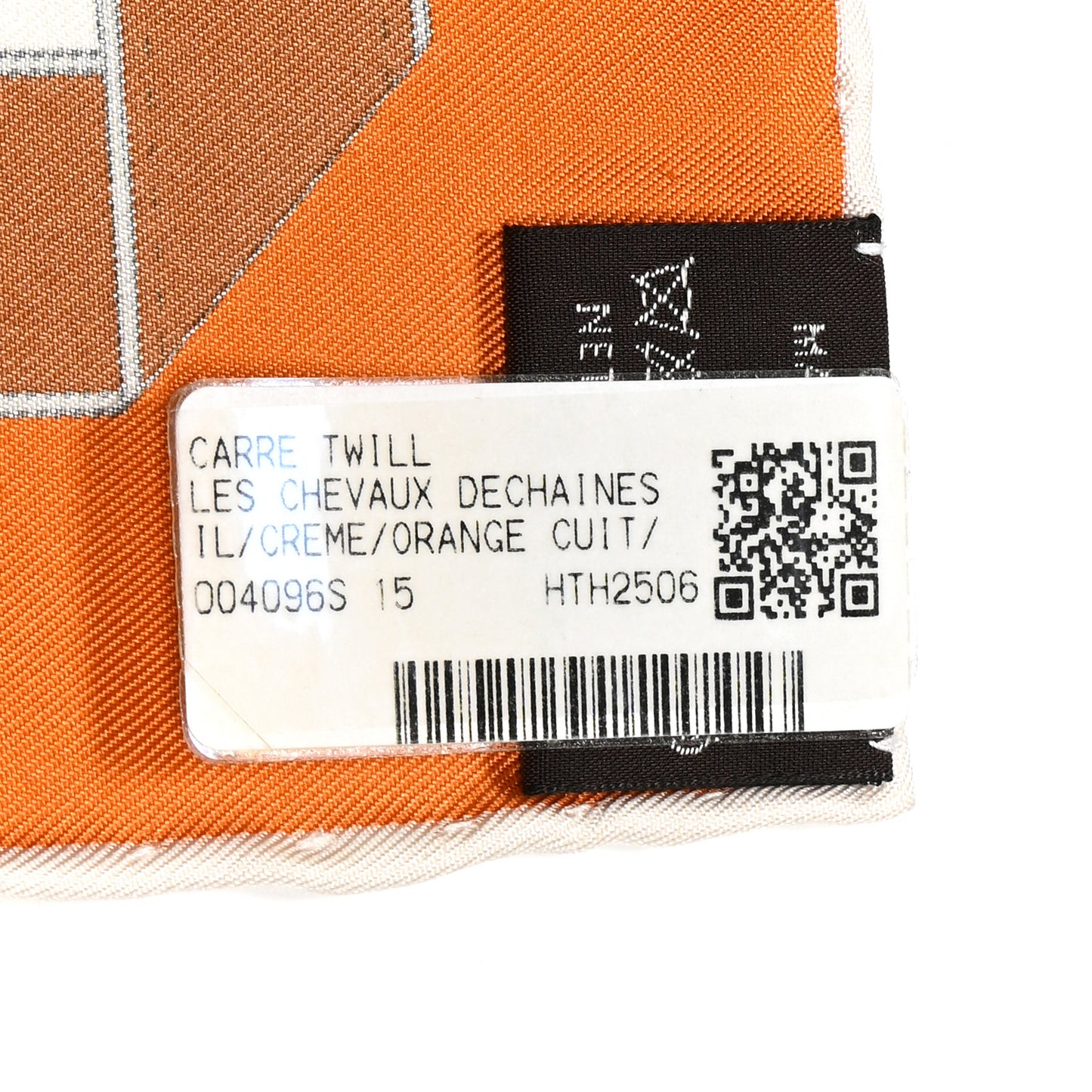Silk Les Cheveaux Dechaines Scarf 90 Cream Orange Cuit