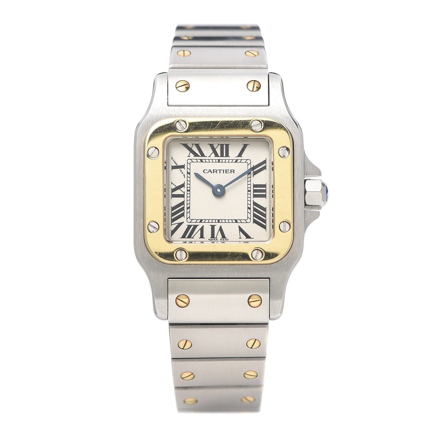 Stainless Steel 18K Yellow Gold 24mm Santos De Cartier Galbee Quartz Watch